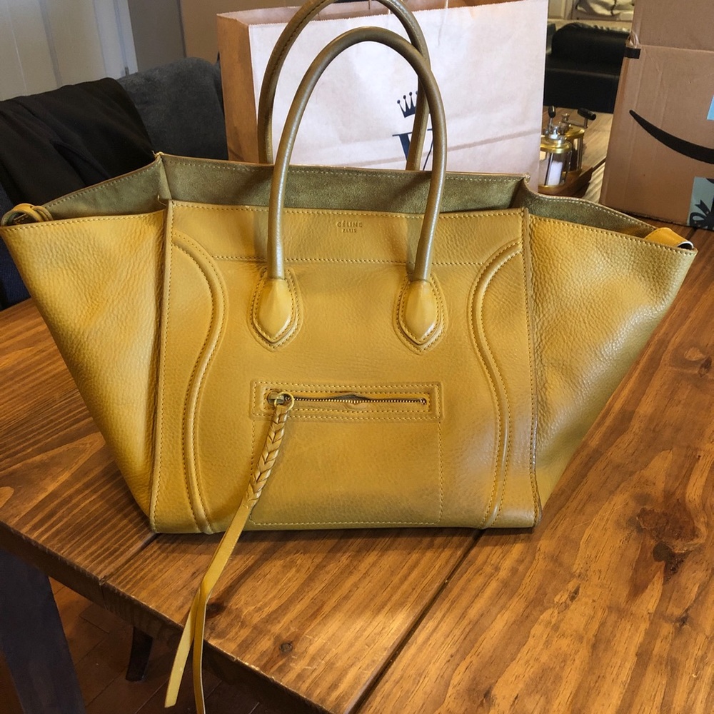 Yellow Celine Mini Luggage Bag